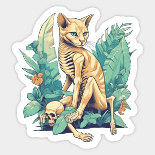 Skeleton Cat in the Garden Sticker